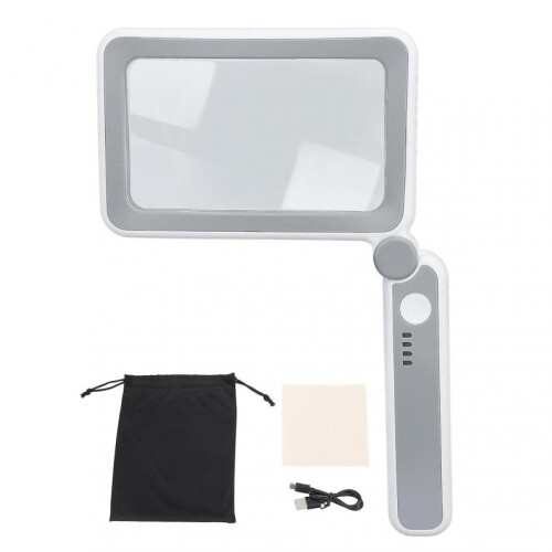 Rectangular Magnifying Glass 4X 3 LED Modes Touch Control Ergonomic Handheld Magnifier for The Elderly Parents Reading 2