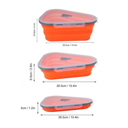 Reusable Expandable Pizza Storage Container with 5 Microwaveable Trays Adjustable Silicone Pizza Box Orange 1
