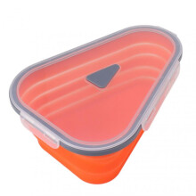 Reusable Expandable Pizza Storage Container with 5 Microwaveable Trays Adjustable Silicone Pizza Box Orange