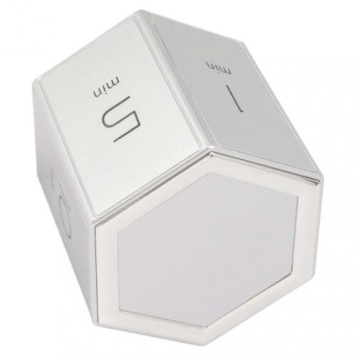 Hex Flip Timer with Mute Alarm Function Magnetic Time Management Cube Timer with LCD Screen for Cooking Studying Working Silver