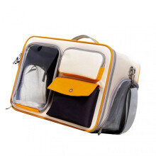 Pet Backpack Carrier Large Capacity Anti Scratch Oxford Cloth Portable for Cats Dogs Puppies Beige Including Shoulder Strap