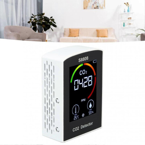 CO2 Detector with Display Screen ABS Battery USB Charging Multi Function CO2 Monitor Meter for Indoor Office Bedroom
