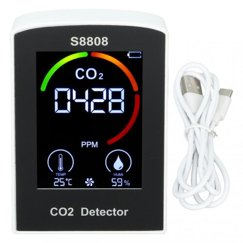 CO2 Detector with Display Screen ABS Battery USB Charging Multi Function CO2 Monitor Meter for Indoor Office Bedroom 2