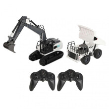 1:24 9 Channel Excavator Toy Rechargeable RC Excavator Electric RC Construction Vehicle with Metal Shovel Working Light