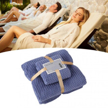 Bath Shower Towel Set Coral Fleece Quick Dry Highly Absorbent Soft Comfortable for Daily Use Dark Blue
