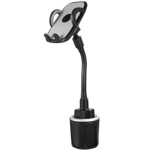 Car Cup Holder Phone Mount Grey Silicone Material Durable Adjustable Height 1Pack