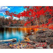 (11.8x15.7 inch, One size) Diy Adult Painting Numbers Adults Kits Landscape Paint Number Countryside Home Decor Canvas, Autumn Park Pattern