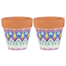 Pottery Style Flower Pot Coarse Pottery Plants Pot for Gifting Red 10CM Decoration 2Pcs