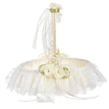 Versatile Flower Basket Wedding Decoration Portable Reusable Milky White Lace 9.18.78.7In 1Pc