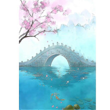 (15.7x19.6inch, One size) 5d Diamond Painting Kit Kids Pink Flower Bridge Full Round Drill Diy Mosaic Rhinestone Picture Decorative Wall Art Crafts Home Decor Gift
