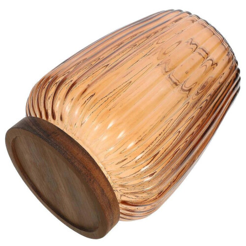 Glass Sealed Jar with Wood Lid for Kitchenware Food Storage Rectangular Shape 2200ml 1Pack 2