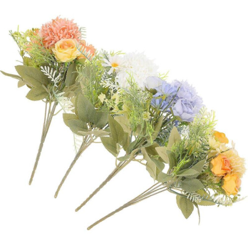 Simulation Flower Wall Decoration Cloth Blue 4Pcs 1