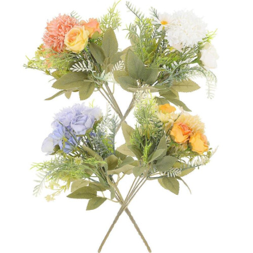 Simulation Flower Wall Decoration Cloth Blue 4Pcs 2