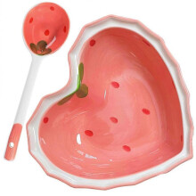 Salad Serving Spoon Set Ceramic Bowl Strawberry Pattern Serving Bowl 1Set