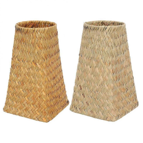 Hand-Woven Flower Basket Rustic Woven Planter Balcony Decorative Storage 2Pcs 1