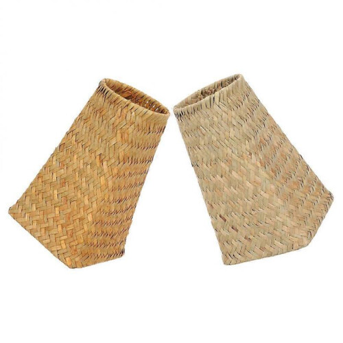 Hand-Woven Flower Basket Rustic Woven Planter Balcony Decorative Storage 2Pcs 2