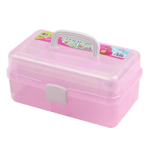 Multi-Functional Storage Box Portable Organizer for Brushes Pink 33 X 20 X 14.5Cm 1Pcs