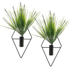 Garden Artificial Grass in Metallic Plant Pot Decorative Ornament with Iron Pot for Home Decoration 2Set