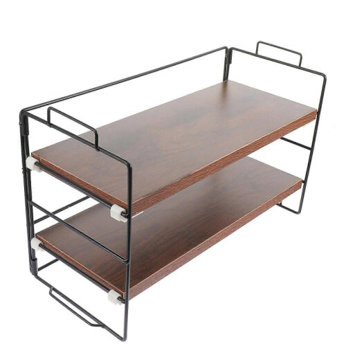 Multi-Function Storage Rack Desktop Organizer for Office Home Desk Brown 37X24X16.5CM Space-Saving 1Pc 1