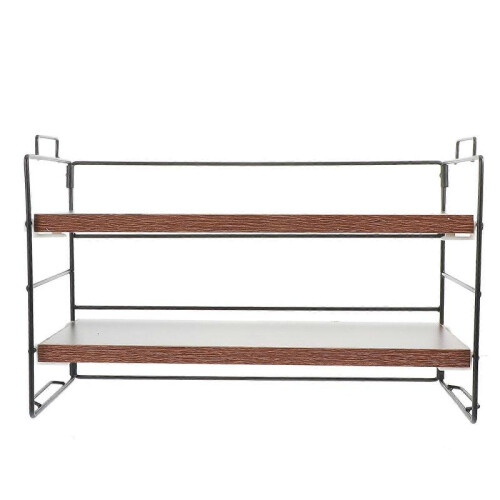Multi-Function Storage Rack Desktop Organizer for Office Home Desk Brown 37X24X16.5CM Space-Saving 1Pc