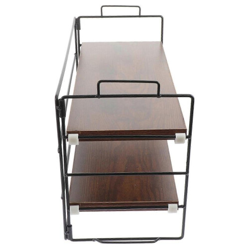 Multi-Function Storage Rack Desktop Organizer for Office Home Desk Brown 37X24X16.5CM Space-Saving 1Pc 2