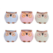 Owl Pots Plants Adorable Mini Flowerpot Green Home Decor 7.2 x 7.2 x 6 Cm 6Pcs