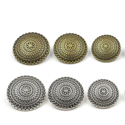 Metal Buttons Retro Pattern Button Diy Craft Tools Antique Silver 2x2cm 0.3mm Thickness Fastener 100Pcs