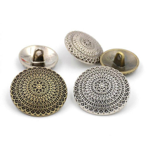Metal Buttons Retro Pattern Button Diy Craft Tools Antique Silver 2x2cm 0.3mm Thickness Fastener 100Pcs 1