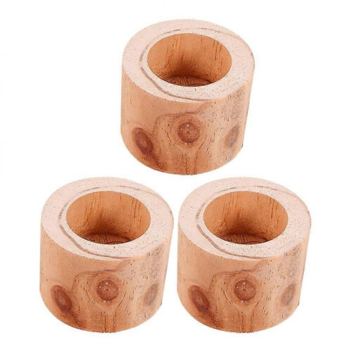 Wooden Flower Pot Balcony Decor Round Shape Khaki 3Pack