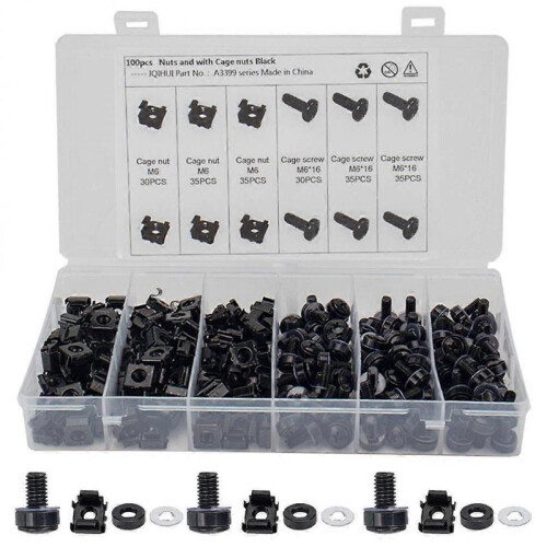 Metal Screws and Nuts Server Rack Assembly Carbon Steel Square Hole Hardware Assembly 100Pcs 1