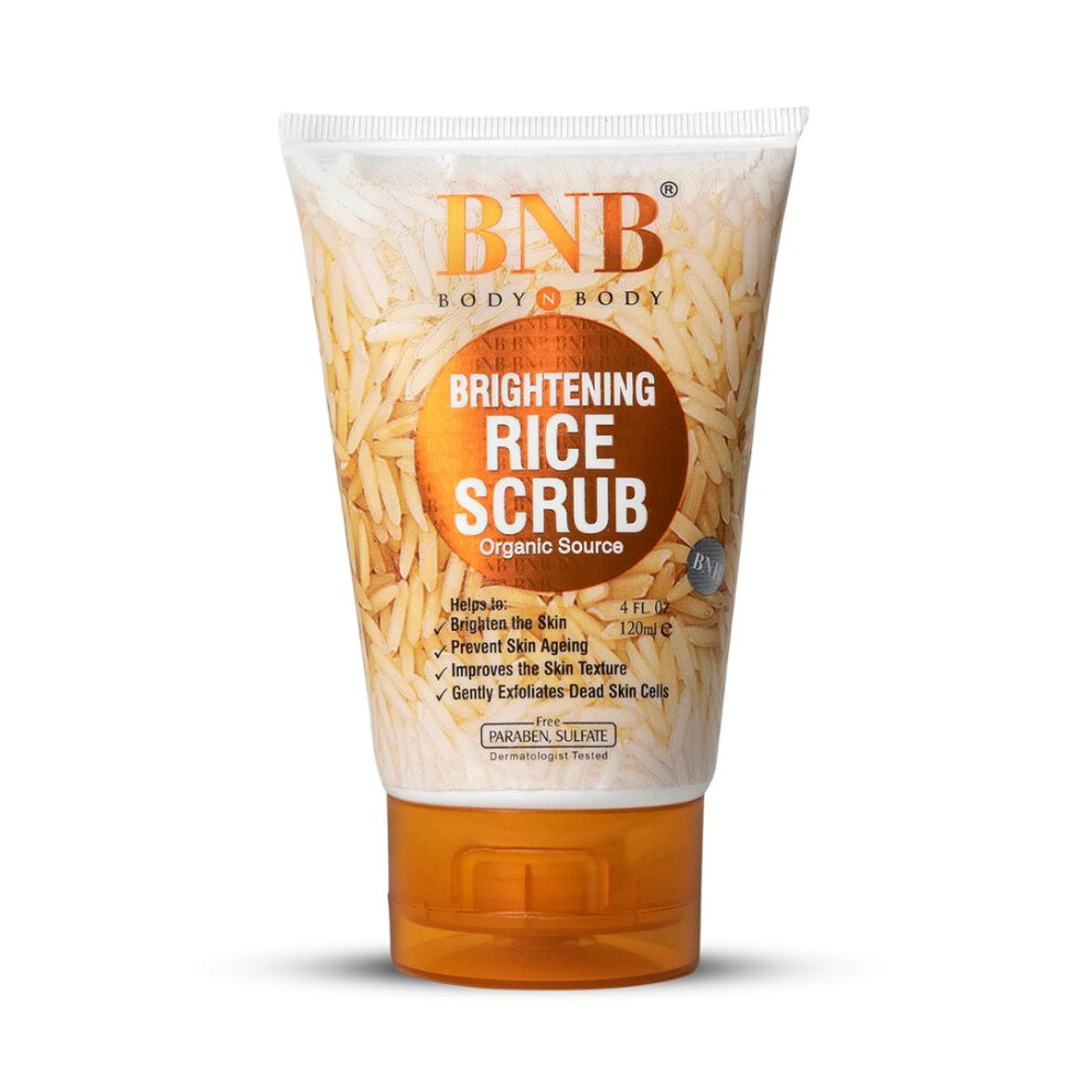 BNB Rice Scrub 120ml – Gentle Rice-Extract Exfoliator for Brighter, Smoother Skin and Refined Pores (All Skin Types)