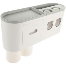 Toothbrush Station Multi-Functional Bathroom Accessories Grey 33.00X13.20X10.00cm Toothpaste Squeezing Storage 1Set
