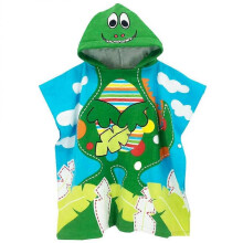 Hooded Towel for Kids Dinosaur Wearable Beach Towel Bathing Clothes Water Absorbent 70x55cm 1Set