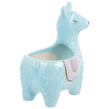 Cute Succulent Pots Alpaca Shape Flowerpot Cartoon Animal Design Pen Holder Blue 15x11.5x8.5cm 1Pcs