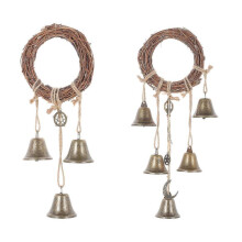 Vintage Door Wind Chime Rattan Bell Pendants Living Room Decor Synthesis Material Blessing 2Pcs
