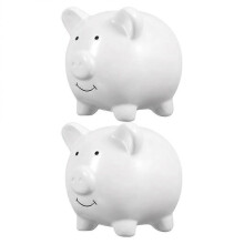 Creative Money Pot Ceramics Saving Jar White 9.6X8.8CM for Kids Coin Storage 2Set