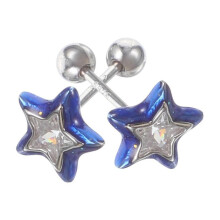 Star Earrings for Women Star Molding Earrings Ear Ringsfor Women Cosplay Star Shape Blue 0.8X1.2CM White Gold Plating 1 Pair
