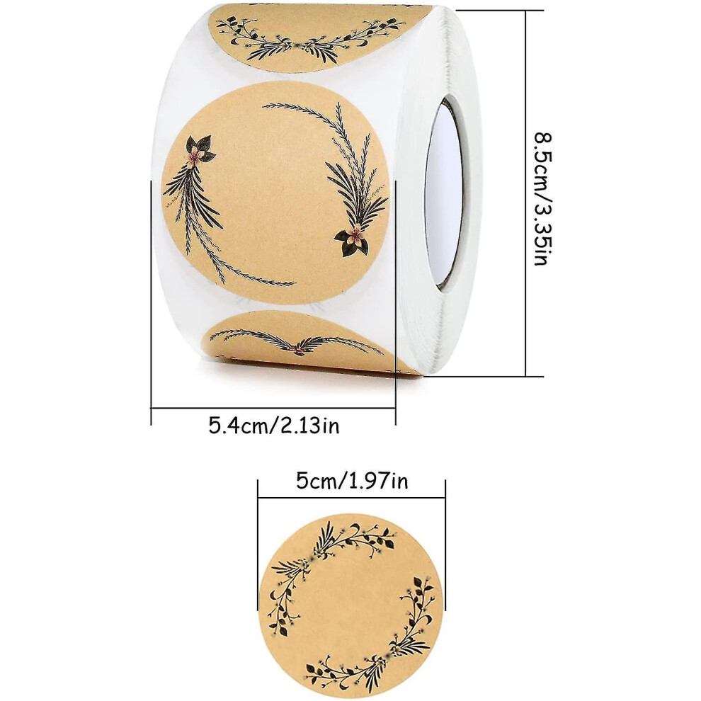 (As Show, One Size) 500 Pieces Kraft Paper Stickers, Self-Adhesive Labels 5 Cm, Jam Jar Stickers 4704245201678