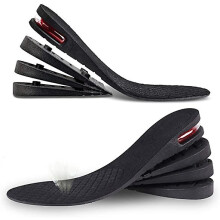 (As show, One size) Heightening Insole, 4 Layers Adjustable Insole, Insole, Retractable Insole For Men And Women, Air Cushion Heel Insert Gel Insole, 2.5-7cm Arch (black
