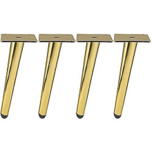 (As show, One size) Set Of 4 Metal Slanted Furniture Legs, Table Legs, Cabinet Legs, Furniture Legs - Gold Color - 12cm Height - For Sofas, Tables And Other Cabinet Legs