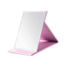 Portable Makeup Mirror Foldable Mirror Pink Glass Material 1Pcs for Travel And Daily Use