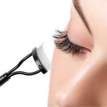 (As show, One size) Eyelash Comb Separator Eyelashes Eyebrow Mascara Brush Applicator Eyelash Definer With Comb Cover Cosmetic Brushes Tool Black