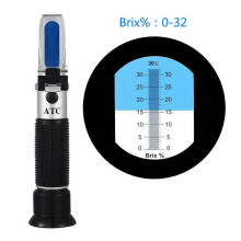 (As show, One size) 0-32% Brix Refractometer Sugar Emulsions Sanding Solution and Refractometer with ATC for Wine Beer Fruit Fruit Hand Refractometer for Measuring Sugar