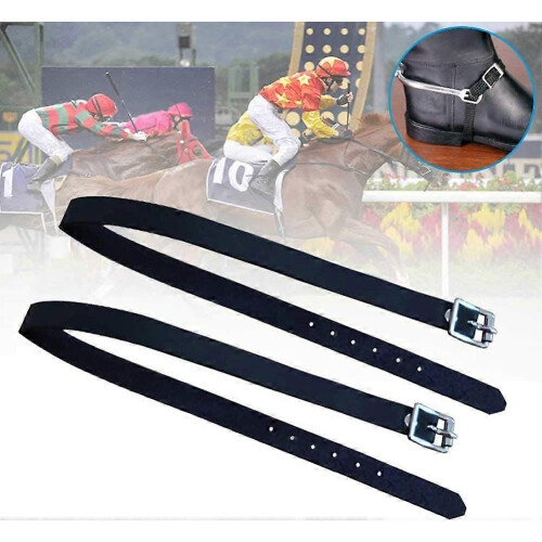 (As show, One size) 2 Pack Leather Riding Girths with Buckle - Black 2