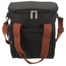 Cool Lunch Bag Portable Bento Bag Heat Preservation Cold Preservation Cloth Insulated Lining Rectangular Black 1Pcs