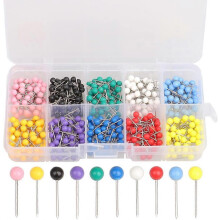 (As show, One size) Map Push Pins 500 Pack Plastic Round Head Steel Tip Assorted Colors