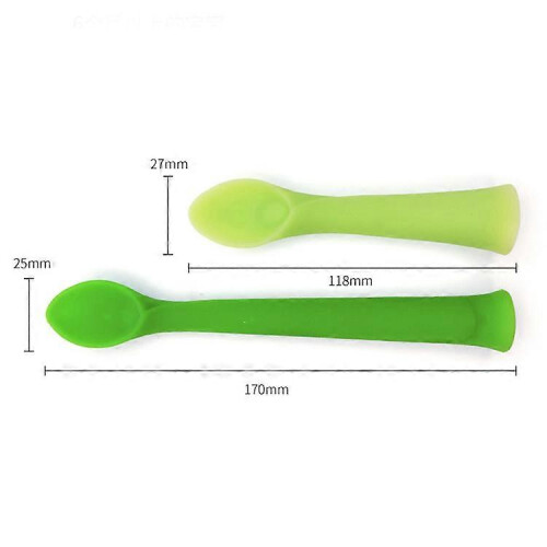 (As show, One size) Soft Tip Silicone Training Spoon for Baby Led Weaning 2pack 2