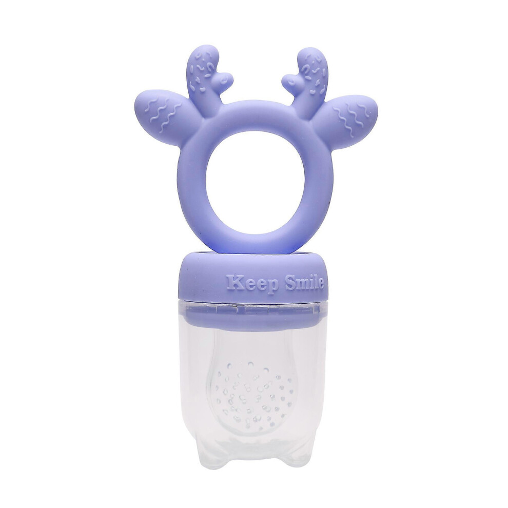 (As show, One size) Fresh Food Feeder Pacifier Food Grade Silicone Easy to Clean (Purple)