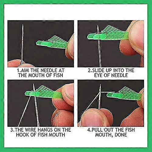 (As show, One size) 20 Pack Sewing Machine Needle Threader, Fish Type Automatic Needle Threader Tool for Small Eyes, Green 1