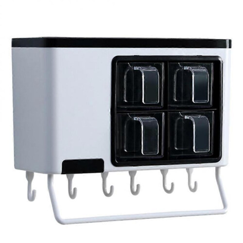 Seasoning Storage Box Wall Mounted Spice Preservation Bacteria Prevention Rectangular 29*11.5*17.5cm Black 1Pcs 2